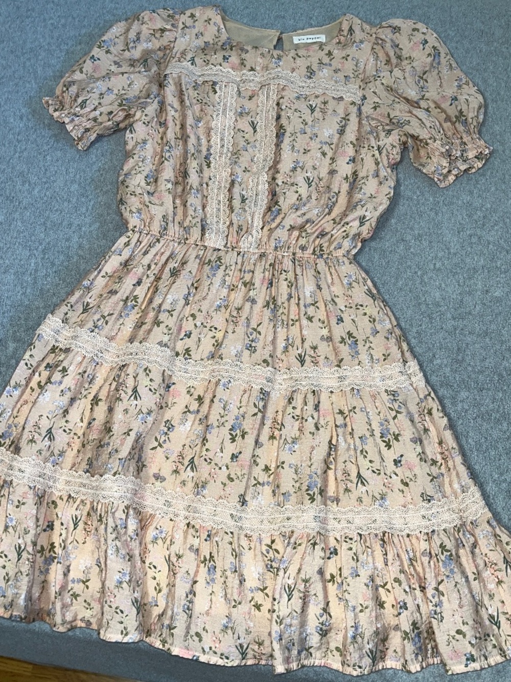 Cottagecore Kawaii Pink Floral Dress Small Petite Coquette Puff Lace Lolita - Picture 1 of 12